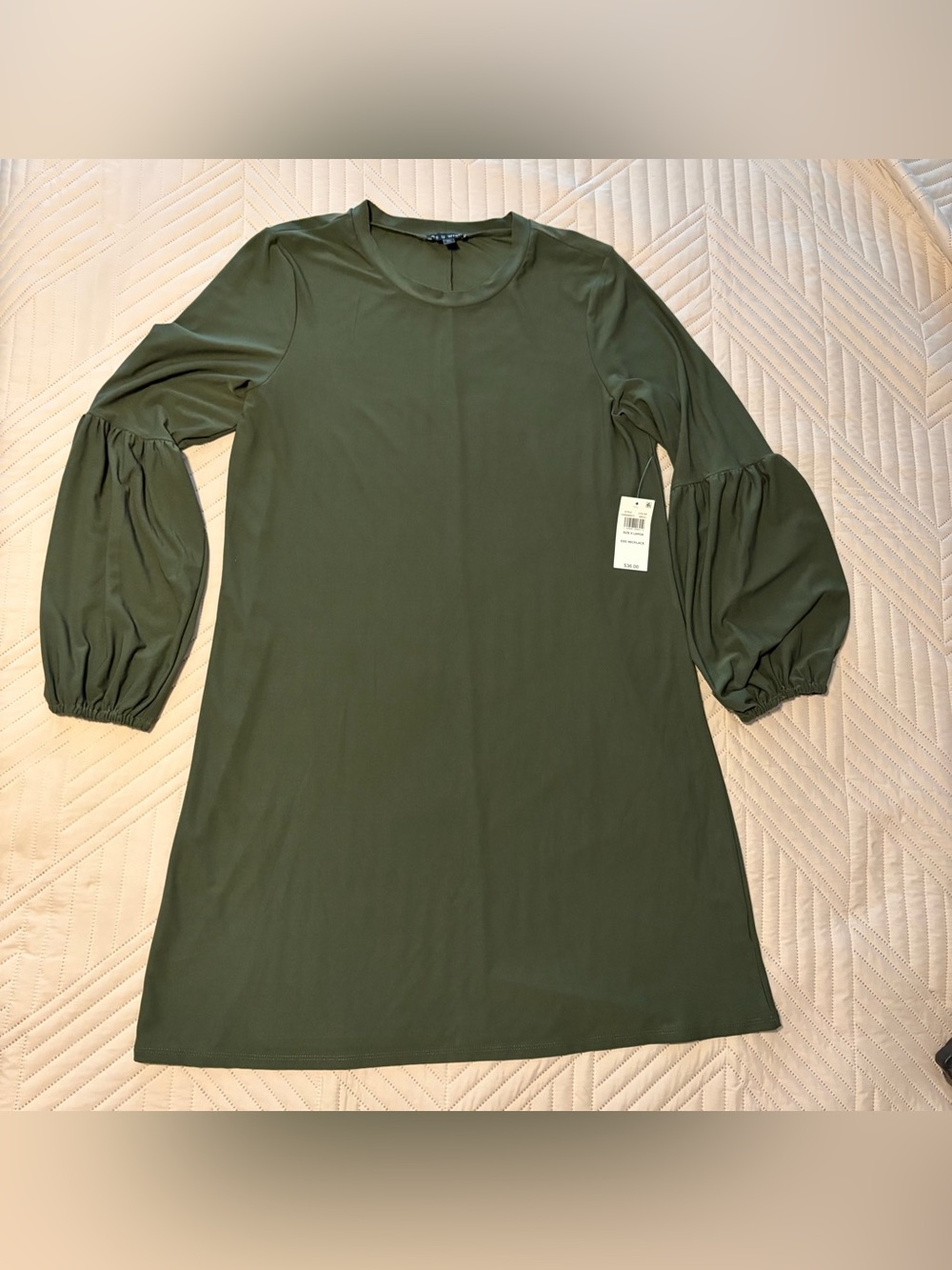 As U Wish- Olive Green Long Sleeve Shift Dress - Brand: - Picture 5 of 10